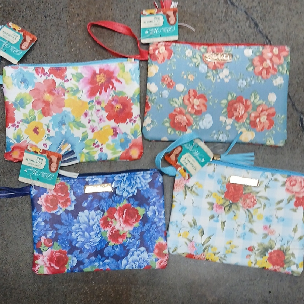 Nicole Lee Red and Blue Cosmetic Bags Floral Collection